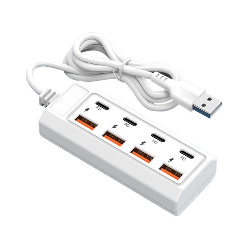 محطة إرساء متعددة المنافذ 4-USB مع موزع PD شاحن هاتف محمول 20 واط متوافق مع هواتف آبل وسامسونج وشاومي